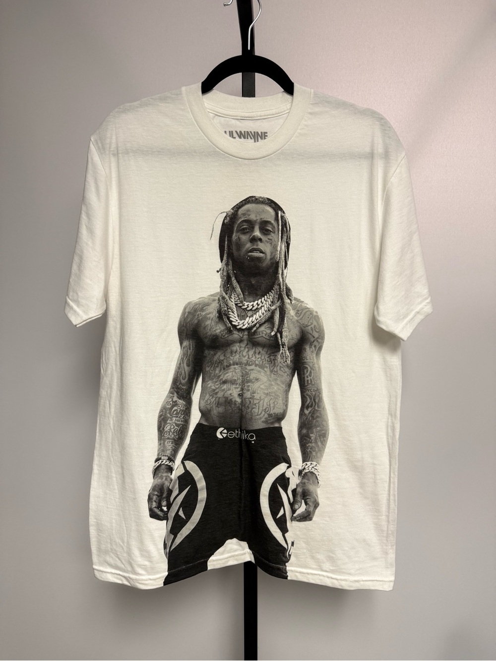 Lil Wayne White Graphic Concert T-shirt Featuring Icon Portrait Size S